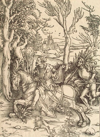 Knight ja Lansquenet, c1497. tekijältä Albrecht Dürer