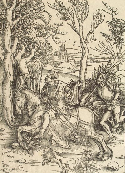 Knight ja Lansquenet, n. 1497 tekijältä Albrecht Dürer