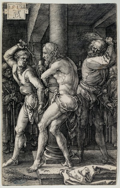 Kuparikaiverruspassio: Ruoskiminen (Bartsch 8) tekijältä Albrecht Dürer