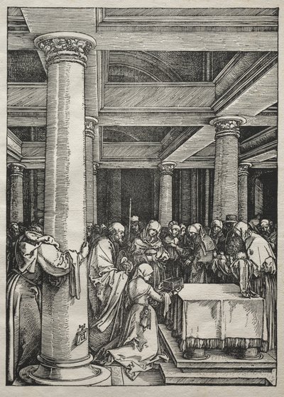 Neitsyen elämä: Jeesuksen esitys temppelissä, 1504-1505. tekijältä Albrecht Dürer