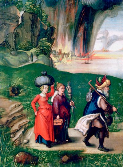Loot ja hänen tyttärensä, 1496-1499 tekijältä Albrecht Dürer