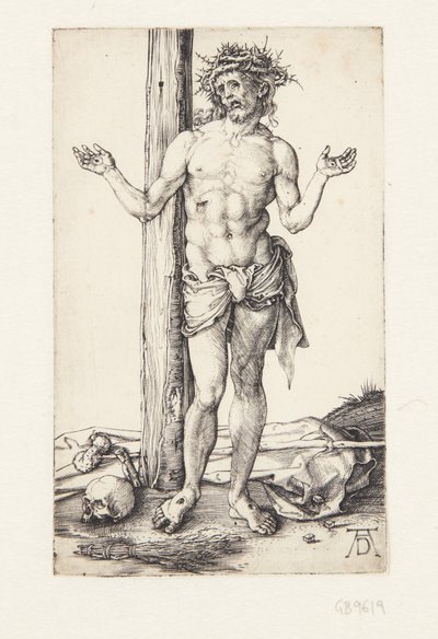 Surun mies kädet ylhäällä tekijältä Albrecht Dürer