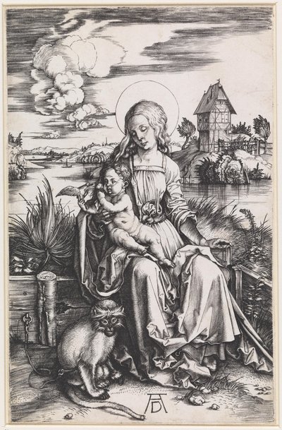 Maria lapsen ja apinan kanssa tekijältä Albrecht Dürer