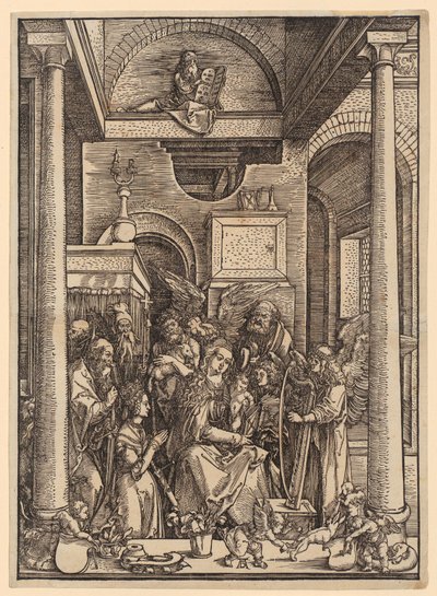Neitsyt Marian palvonta, sarjan ”Neitsyt Marian elämä” sivu 20 tekijältä Albrecht Dürer