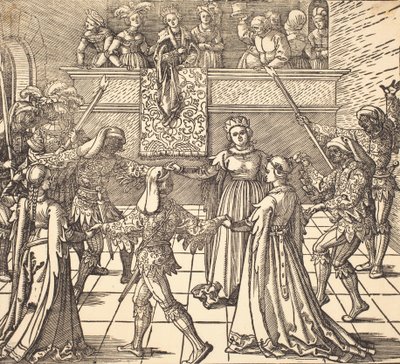 Naamiotanssi soihtujen kanssa, n. 1516. tekijältä Albrecht Dürer