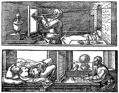 Perspektiivikone, 1525, 1936 tekijältä Albrecht Dürer
