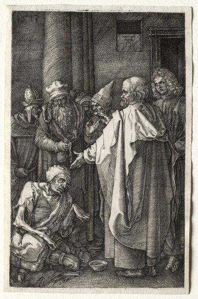 Pietari ja Johannes parantavat rampaa temppelin portilla tekijältä Albrecht Dürer
