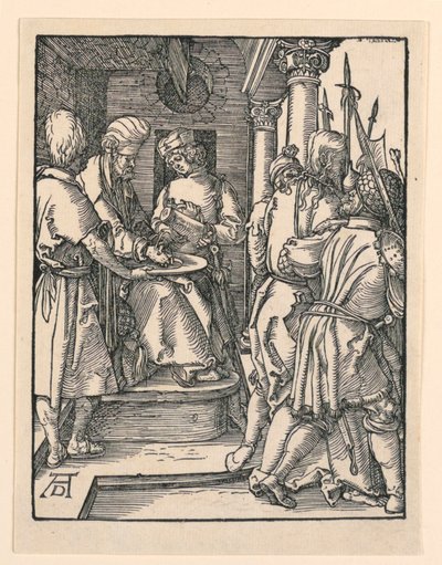 Pilatus pesee kätensä, Pikku Passion -sarjasta tekijältä Albrecht Dürer