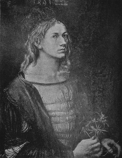 Muotokuva taiteilijasta, jolla on ohdake, 1493, 1906 tekijältä Albrecht Dürer