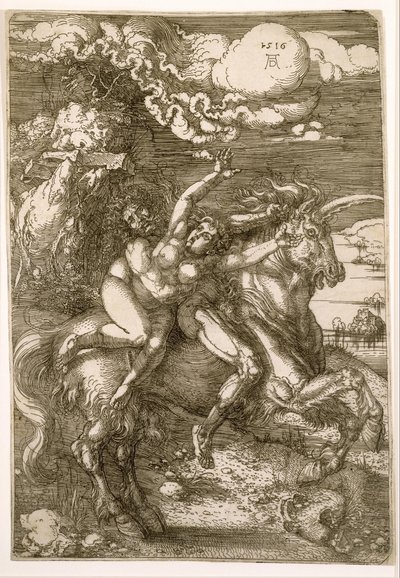 Prosperpinan raiskaus (Sieppaus yksisarvisella) tekijältä Albrecht Dürer