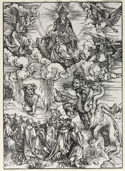 Pyhän Johanneksen ilmestys: Peto Rams Hornsin kanssa, 1511. tekijältä Albrecht Dürer