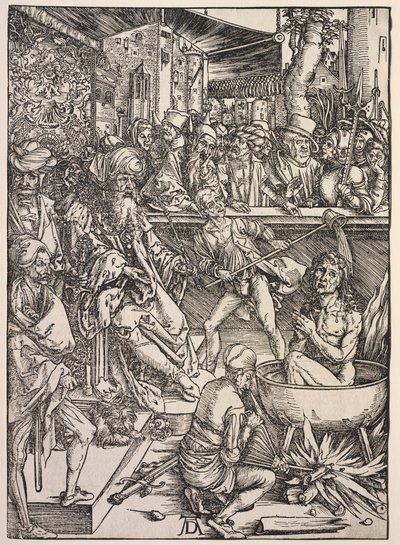 Pyhän Johanneksen ilmestys: Pyhän Johanneksen marttyyrikuolema, 1511. tekijältä Albrecht Dürer