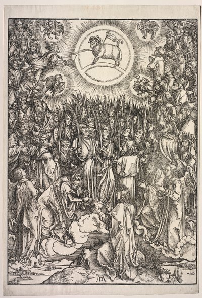 Pyhän Johanneksen ilmestys: Karitsan palvonta, 1511. tekijältä Albrecht Dürer