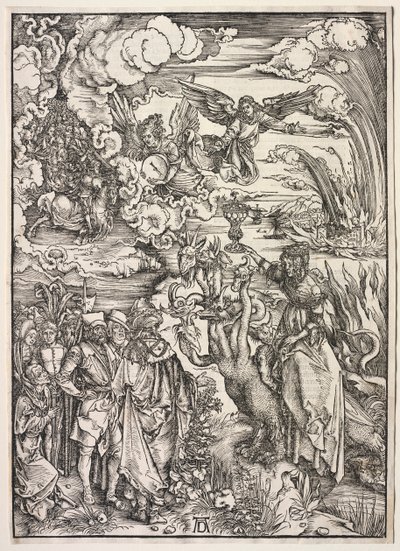 Pyhän Johanneksen ilmestys: Babylonin nainen, 1511. tekijältä Albrecht Dürer