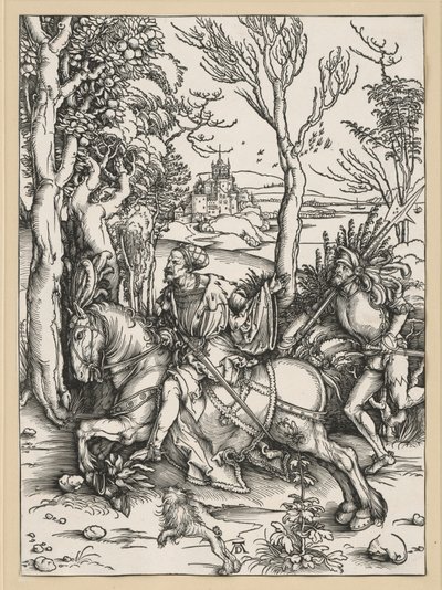 Ratsastava ritari ja landsknechti tekijältä Albrecht Dürer