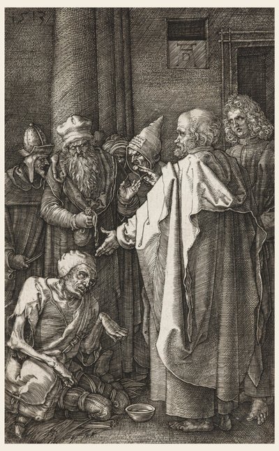 S. Peter ja S. John parantavat rampoja temppelin portilla tekijältä Albrecht Dürer