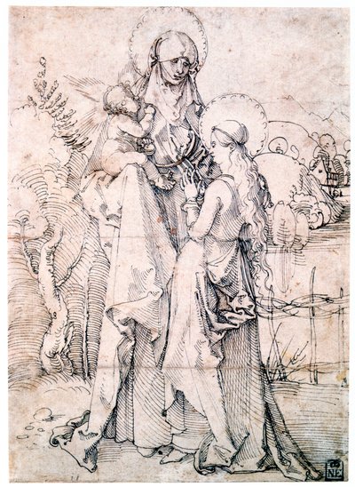 Pyhä Anna lapsen ja Neitsyt Marian kanssa, c1500 tekijältä Albrecht Dürer