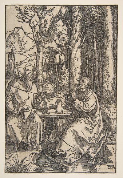 Saint Anthony ja Saint Paul autiomaassa, n. 1503. tekijältä Albrecht Dürer