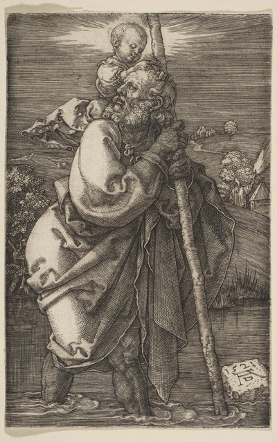 Pyhä Christopher kasvot vasemmalle, 1521. tekijältä Albrecht Dürer