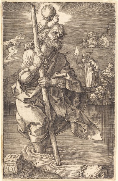 Pyhä Christopher kasvot oikealle tekijältä Albrecht Dürer