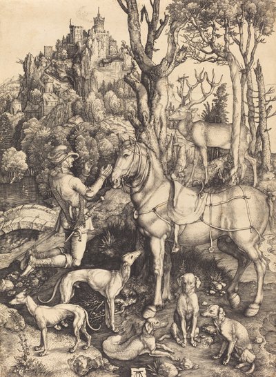 Saint Eustace, n. 15001501. tekijältä Albrecht Dürer