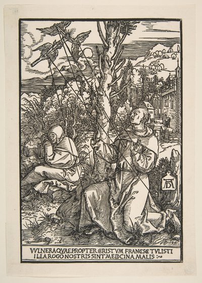 Pyhä Franciscus vastaanottamassa Stigmataa, n. 1503. tekijältä Albrecht Dürer