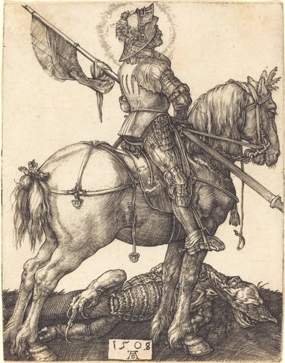 Pyhä Yrjö hevosen selässä tekijältä Albrecht Dürer