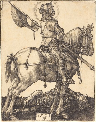Pyhä Yrjö hevosen selässä tekijältä Albrecht Dürer
