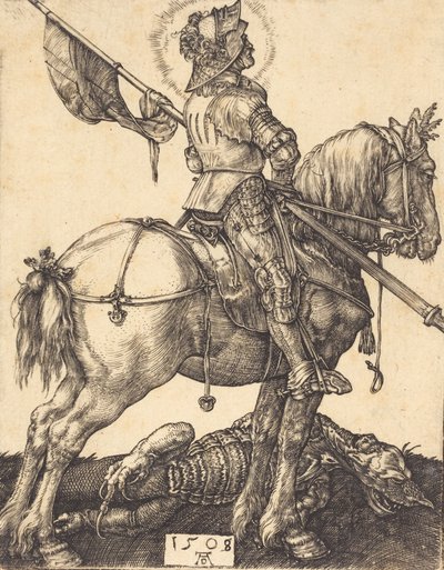 Pyhä Yrjö hevosen selässä, 1508. tekijältä Albrecht Dürer