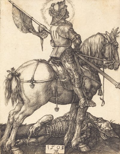 Pyhä Yrjö hevosen selässä, 1508. tekijältä Albrecht Dürer