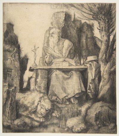 Pyhä Hieronymus latvotun pajun luona tekijältä Albrecht Dürer