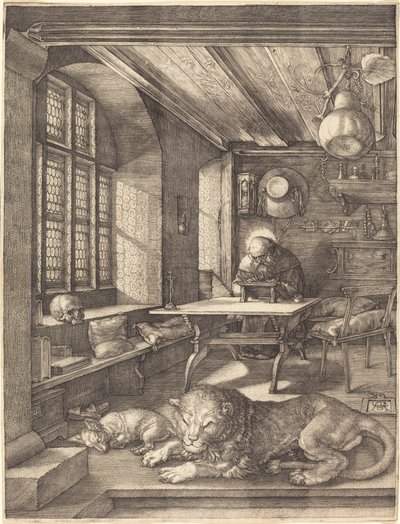 Pyhä Hieronymus opiskelussaan tekijältä Albrecht Dürer