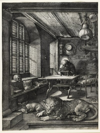 Pyhä Hieronymus tutkimuksessaan, 1514 tekijältä Albrecht Dürer