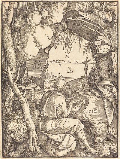 Pyhä Hieronymus luolassa tekijältä Albrecht Dürer