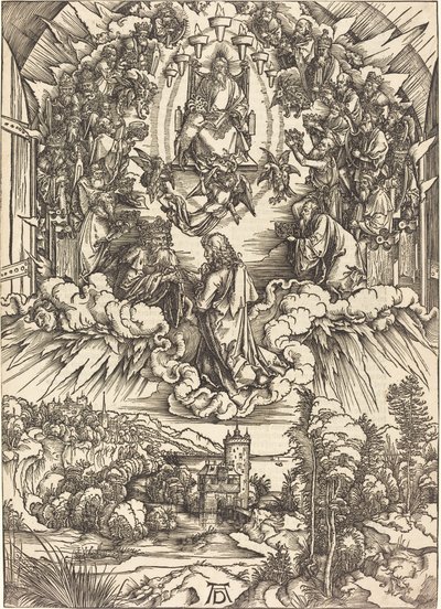 Pyhä Johannes Jumalan ja vanhinten edessä tekijältä Albrecht Dürer