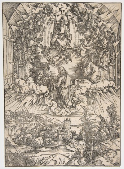 Pyhä Johannes Jumalan ja vanhinten edessä, The Apocalypse.n.d. tekijältä Albrecht Dürer