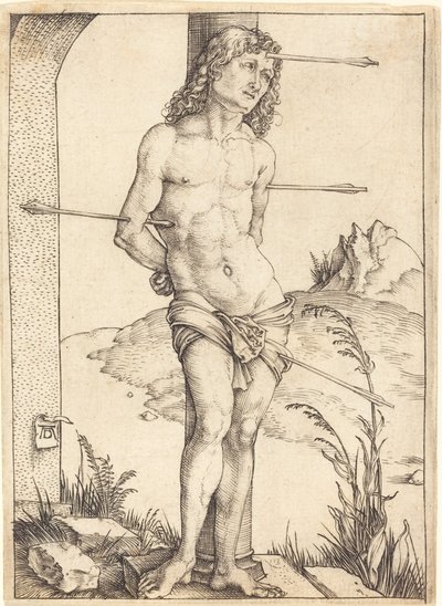 Pyhä Sebastián sidottu pylvääseen tekijältä Albrecht Dürer