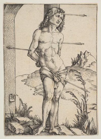 Pyhä Sebastián sidottu pylvääseen, n. 1499. tekijältä Albrecht Dürer
