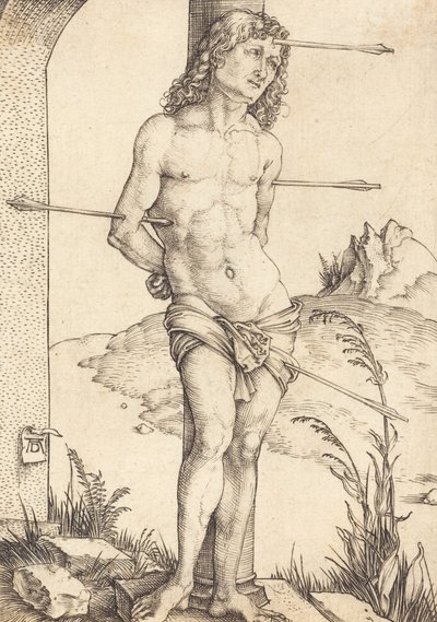 Pyhä Sebastián sidottu pylvääseen, luultavasti 14981499. tekijältä Albrecht Dürer