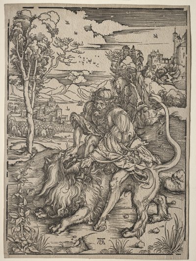 Samson tappaa leijonan tekijältä Albrecht Dürer