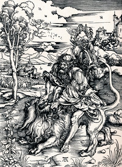 Simson repii leijonan, 1497 1906 tekijältä Albrecht Dürer