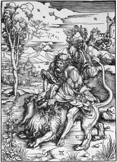 Simson tappaa leijonan tekijältä Albrecht Dürer