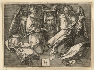 Veronikan hikiliina kahden enkelin pitelemänä tekijältä Albrecht Dürer