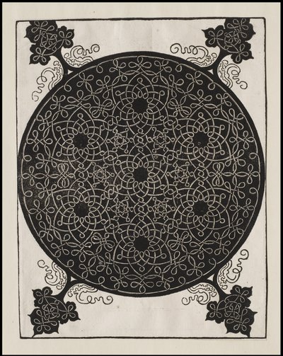 Kuudes solmu, 7 pientä solmujärjestelmää mustilla keskuksilla, n. 1506 tekijältä Albrecht Dürer