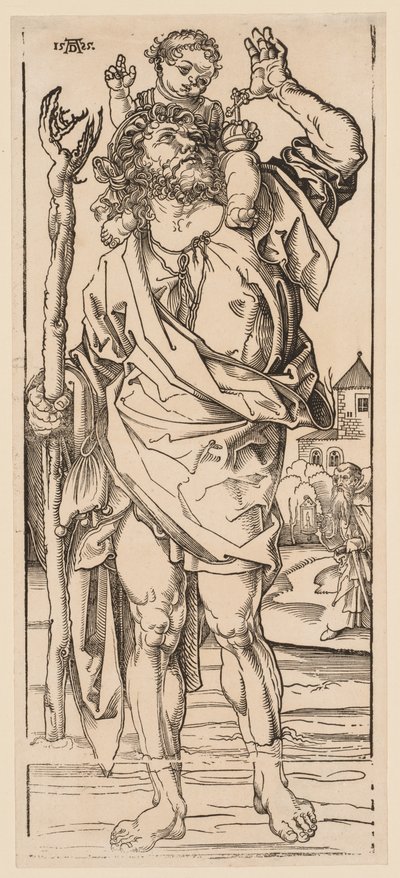 St. Christopher ylittää virran tekijältä Albrecht Dürer