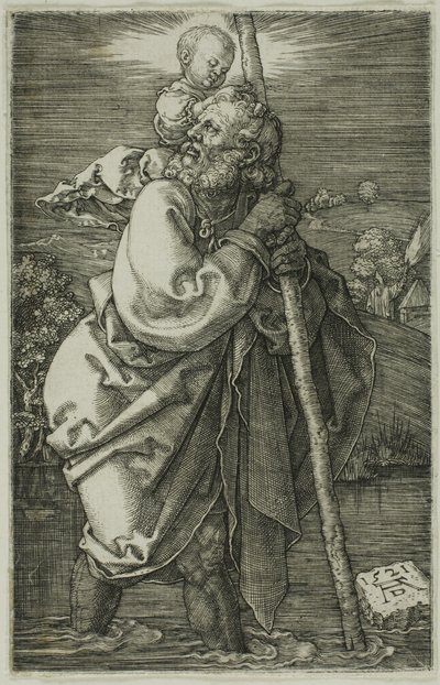 St. Christopher kasvot vasemmalle tekijältä Albrecht Dürer
