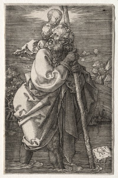 St. Christopher, Kasvot vasemmalle, 1521. tekijältä Albrecht Dürer