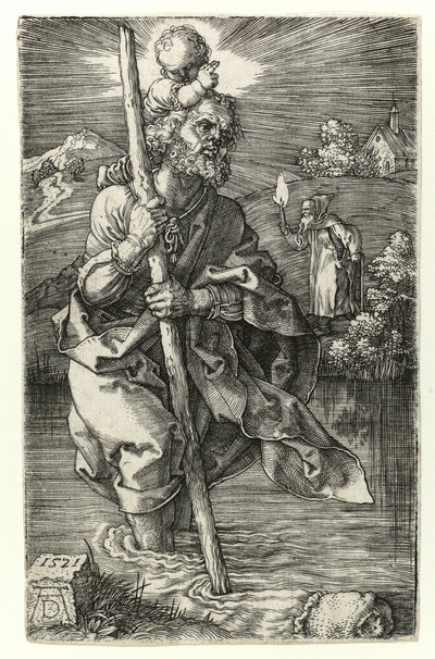 Pyhä Kristofer oikealle päin, 1521 tekijältä Albrecht Dürer