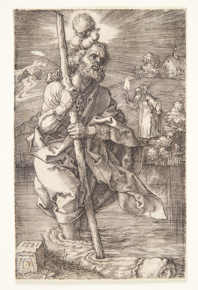 St. Christopher kasvot oikealle tekijältä Albrecht Dürer