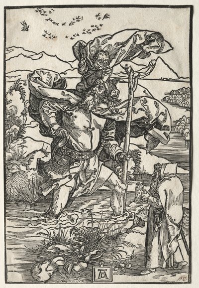 Pyhä Kristofer lintujen kanssa tekijältä Albrecht Dürer